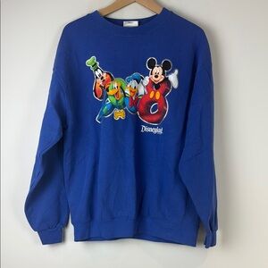 Disney Vintage 2008 Blue Crewneck Sweater with Mickey Mouse Design Medium